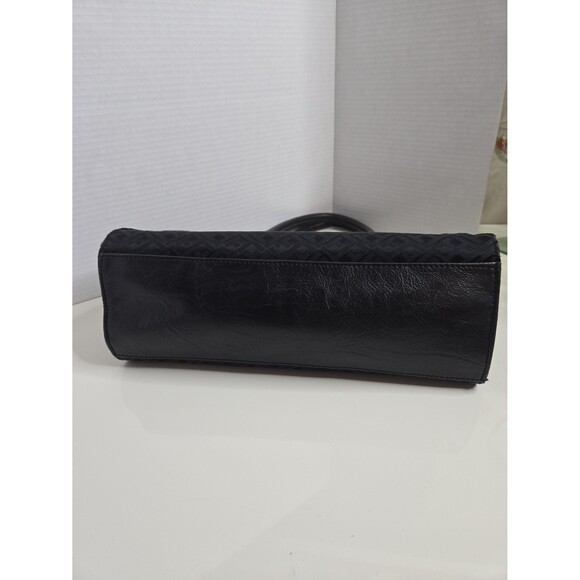 Tommy Hilfiger Black Handbag Purse TH Print Gold Hardware faux leather trim EUC - Picture 5 of 10